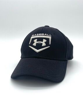 Under Armour Boys Baseball Cap Black Fitted Stretch Logo Youth One Size